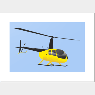 Light Black and Yellow helicopter Posters and Art